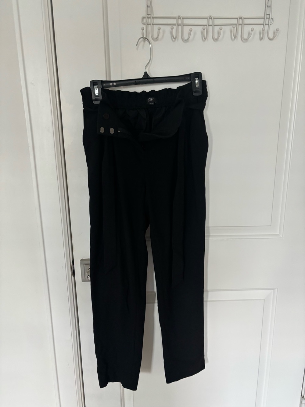LOFT Black Wide-Leg Paperbag Waist Trousers